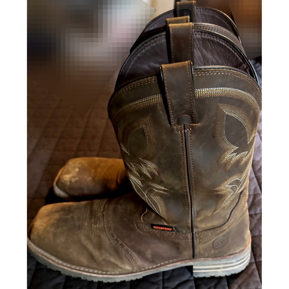 Double H DH5124 Mens 12 D Brown Leather Waterproof Steel Toe Western Work Boots